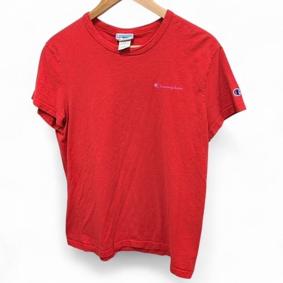 Champion Tops - Champion 90's Vintage 100% Cotton T-Shirt Red Size Medium